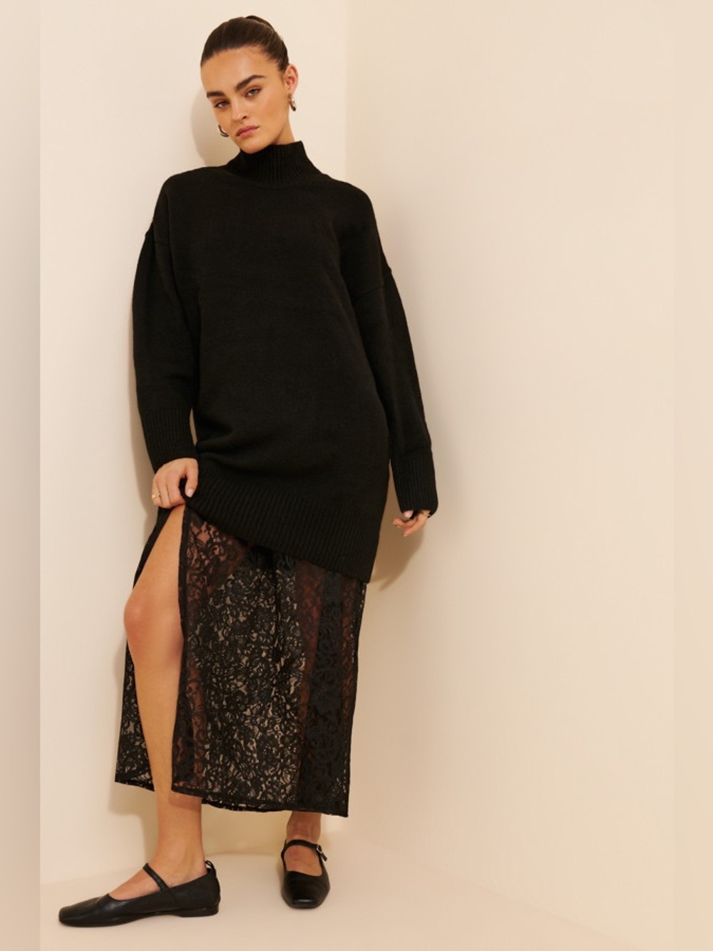 ANTHROPOLOGIE TWOFER LACE SWEATER DRESS SMALL